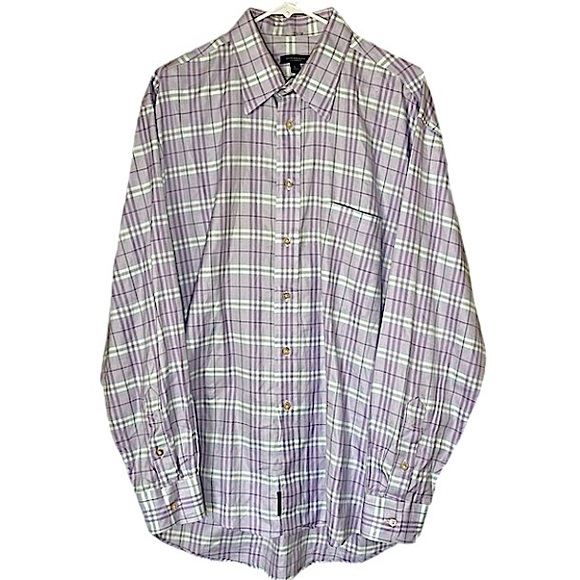Burberry Shirt Men’s Large London Brit Icon Nova Check Sport Button Designer - Picture 1 of 8